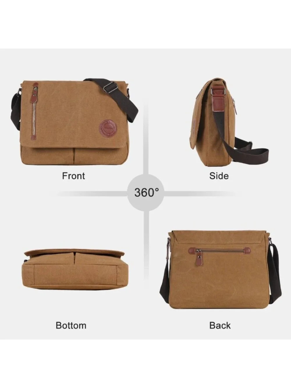 Vintage Canvas Messenger Bag, 13.5
